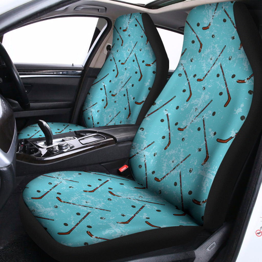 Hockey Stick And Puck Pattern Print Universal Fit Car Seat Covers