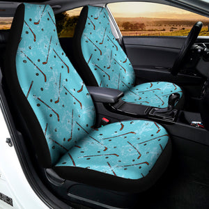 Hockey Stick And Puck Pattern Print Universal Fit Car Seat Covers