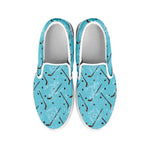 Hockey Stick And Puck Pattern Print White Slip On Shoes