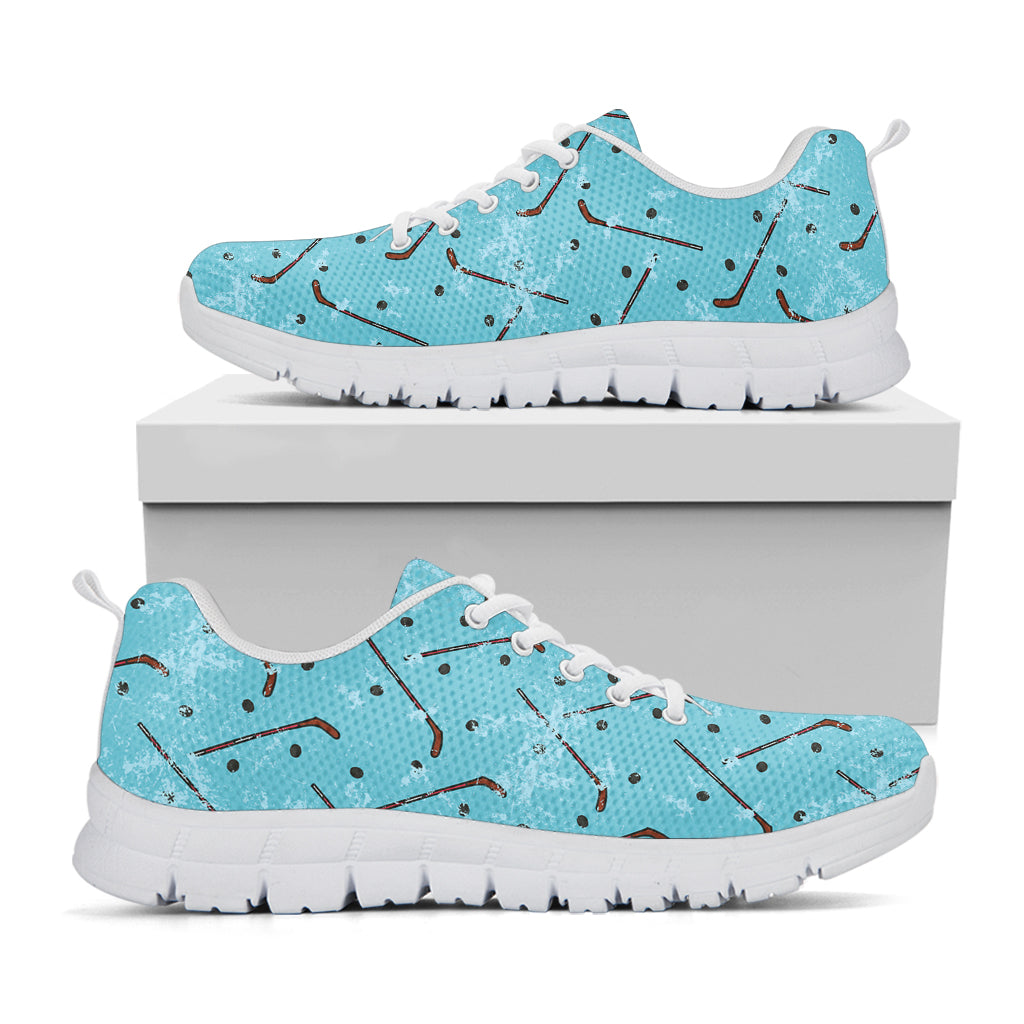 Hockey Stick And Puck Pattern Print White Sneakers