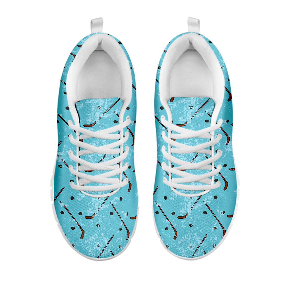 Hockey Stick And Puck Pattern Print White Sneakers