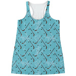 Hockey Stick And Puck Pattern Print Women's Racerback Tank Top