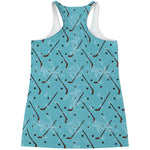 Hockey Stick And Puck Pattern Print Women's Racerback Tank Top