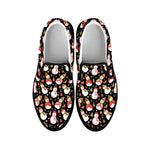 Holiday Snowman Pattern Print Black Slip On Shoes