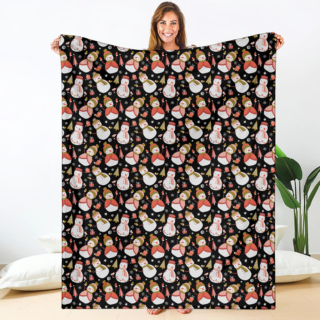 Holiday Snowman Pattern Print Blanket