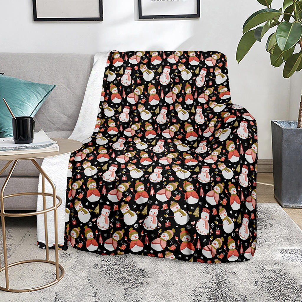 Holiday Snowman Pattern Print Blanket