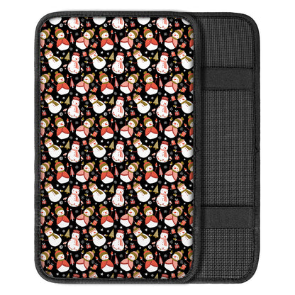 Holiday Snowman Pattern Print Car Center Console Cover