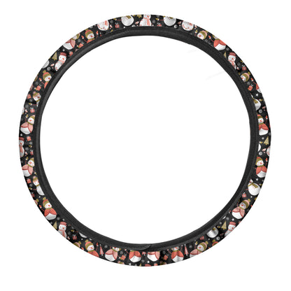Holiday Snowman Pattern Print Car Steering Wheel Cover