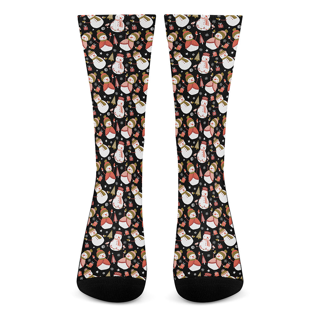Holiday Snowman Pattern Print Crew Socks