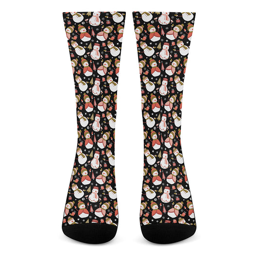 Holiday Snowman Pattern Print Crew Socks