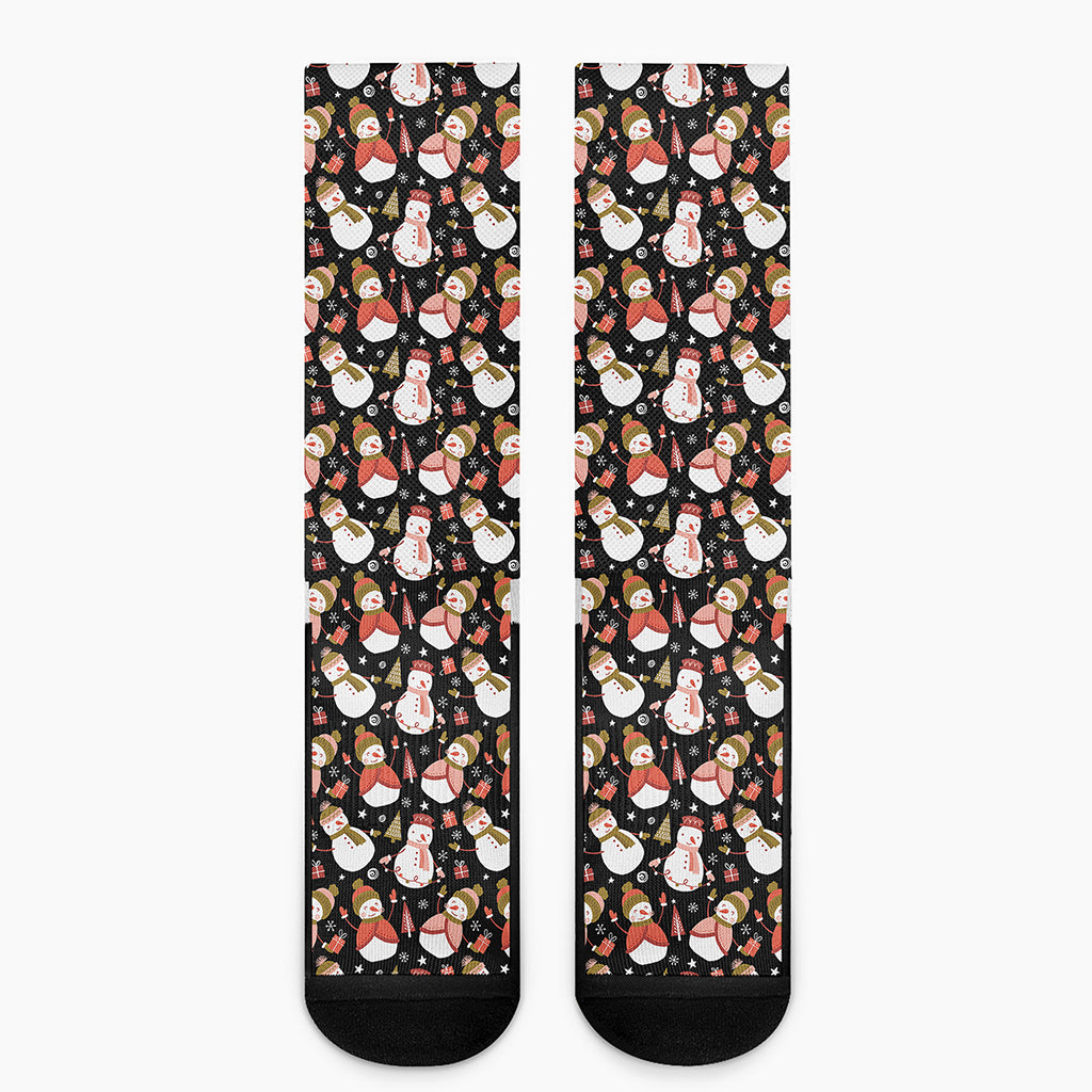 Holiday Snowman Pattern Print Crew Socks