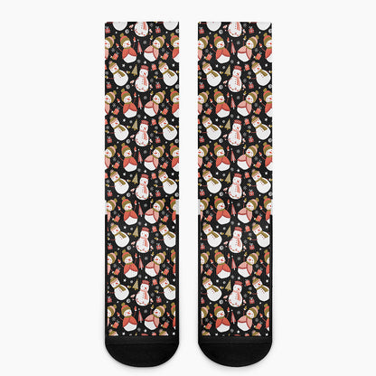 Holiday Snowman Pattern Print Crew Socks