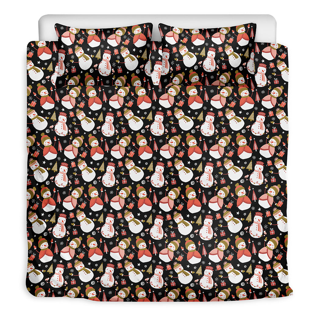 Holiday Snowman Pattern Print Duvet Cover Bedding Set