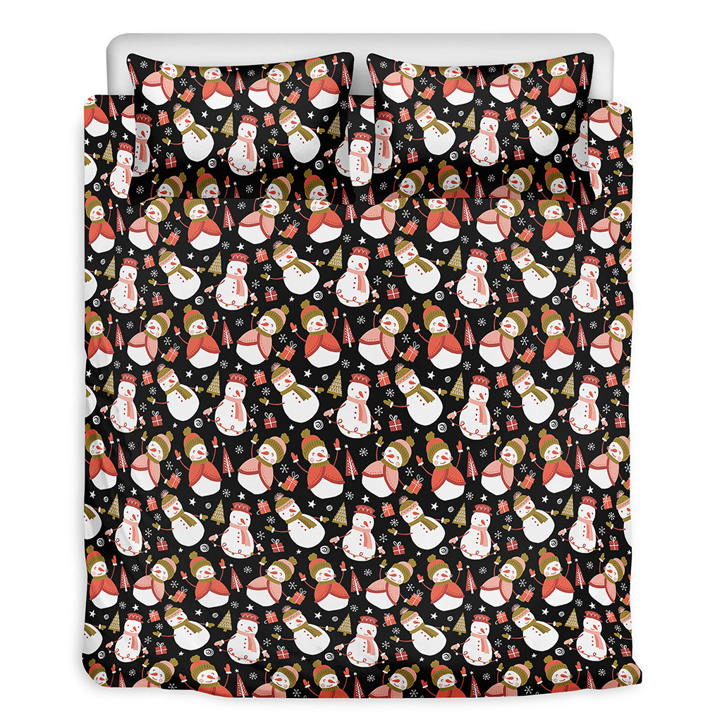 Holiday Snowman Pattern Print Duvet Cover Bedding Set