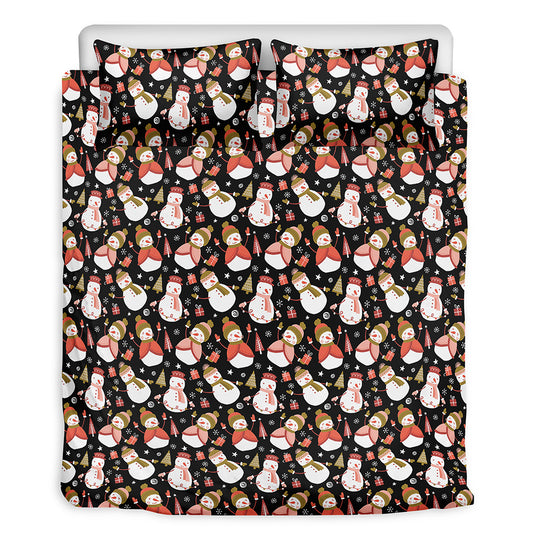 Holiday Snowman Pattern Print Duvet Cover Bedding Set