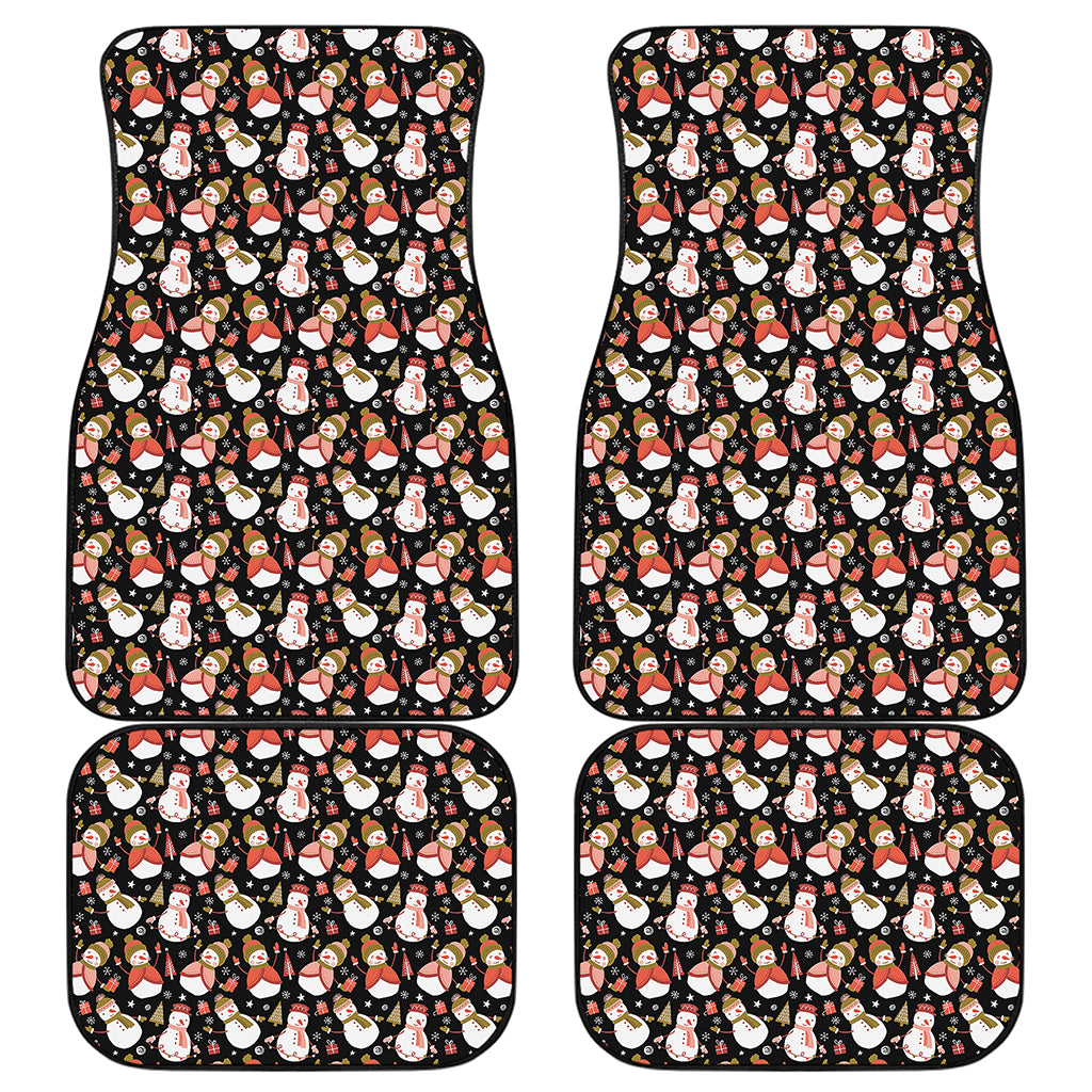 Holiday Snowman Pattern Print Front and Back Car Floor Mats
