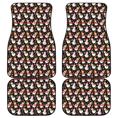 Holiday Snowman Pattern Print Front and Back Car Floor Mats