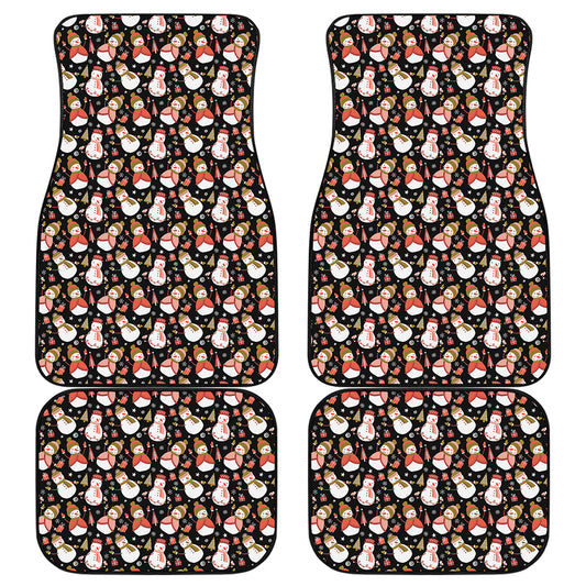 Holiday Snowman Pattern Print Front and Back Car Floor Mats