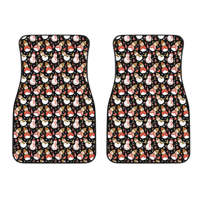 Holiday Snowman Pattern Print Front Car Floor Mats