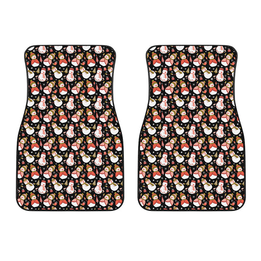 Holiday Snowman Pattern Print Front Car Floor Mats