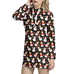 Holiday Snowman Pattern Print Hoodie Dress