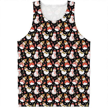 Holiday Snowman Pattern Print Men's Tank Top