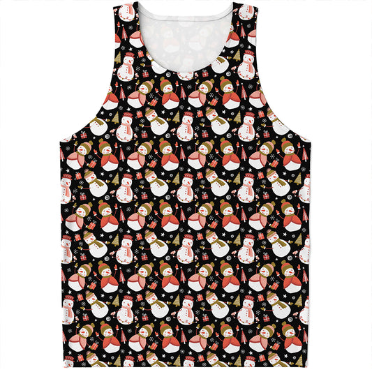 Holiday Snowman Pattern Print Men's Tank Top