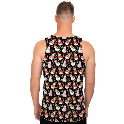 Holiday Snowman Pattern Print Men's Tank Top