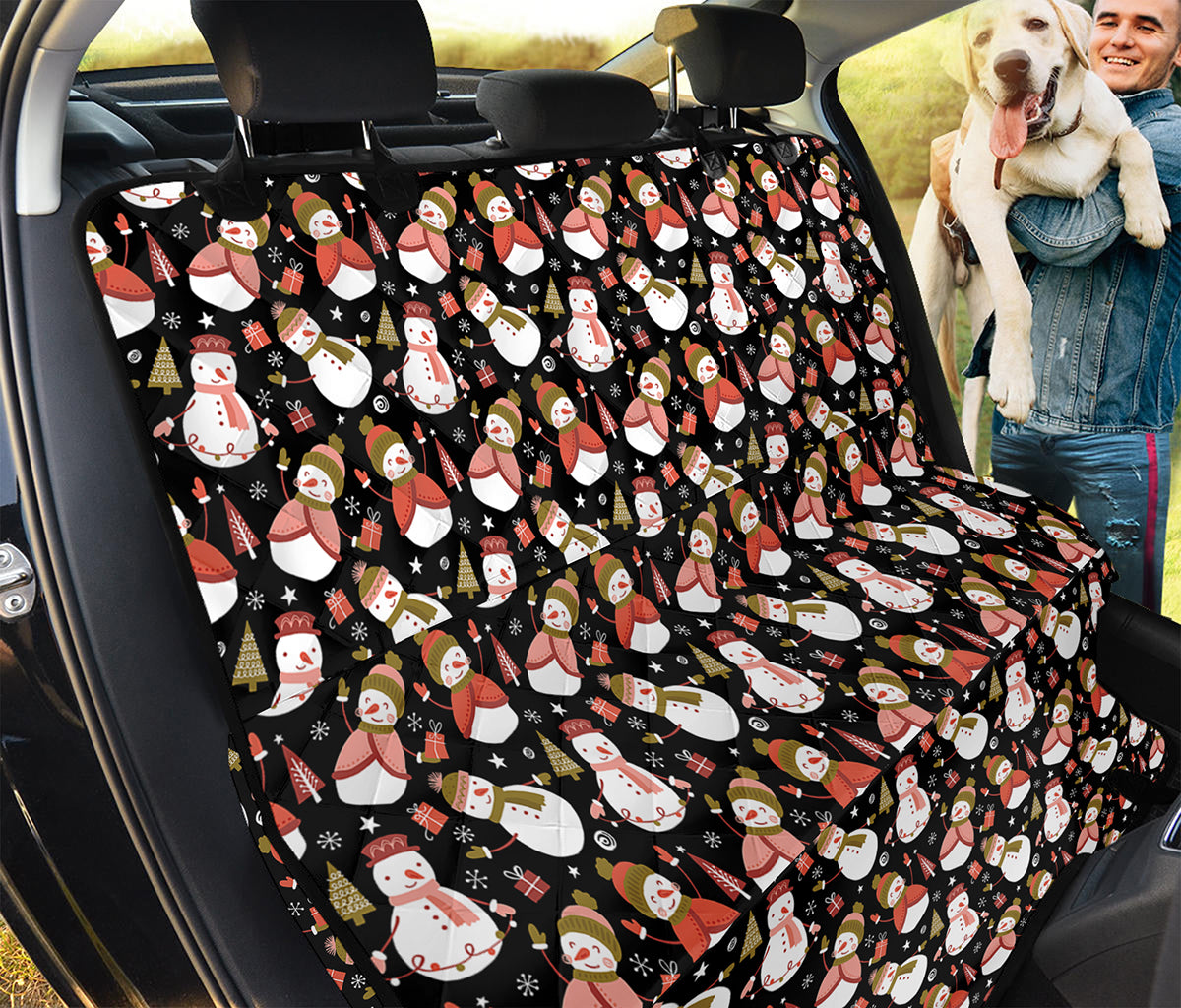 Holiday Snowman Pattern Print Pet Car Back Seat Cover