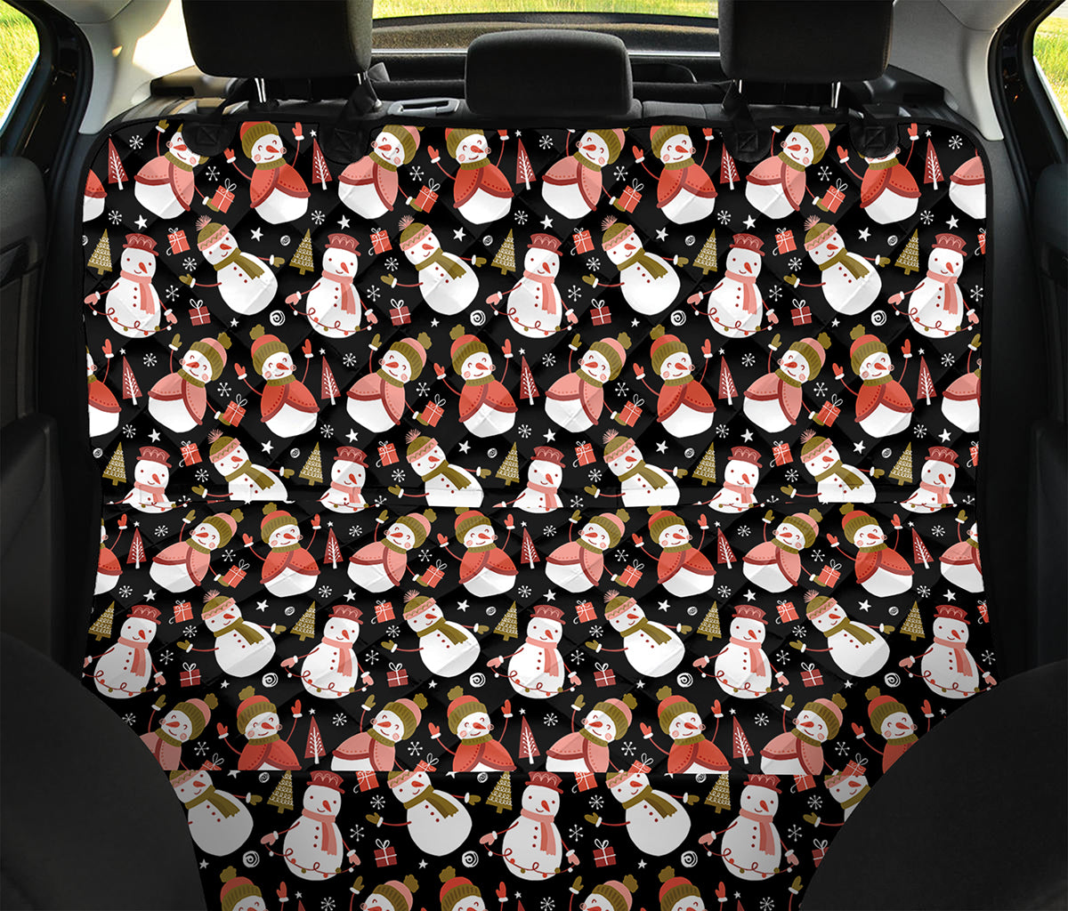 Holiday Snowman Pattern Print Pet Car Back Seat Cover