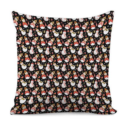 Holiday Snowman Pattern Print Pillow Cover