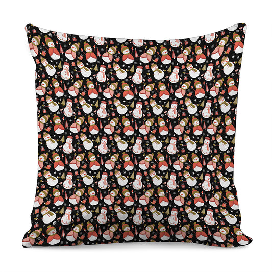 Holiday Snowman Pattern Print Pillow Cover
