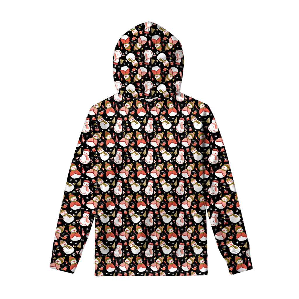 Holiday Snowman Pattern Print Pullover Hoodie