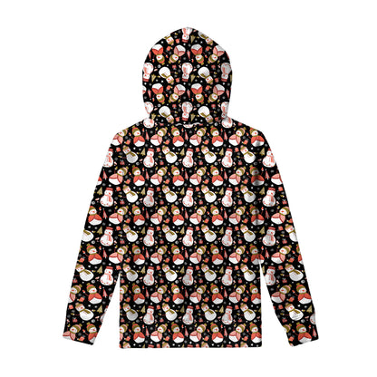 Holiday Snowman Pattern Print Pullover Hoodie