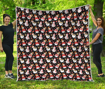 Holiday Snowman Pattern Print Quilt