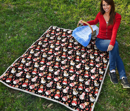 Holiday Snowman Pattern Print Quilt