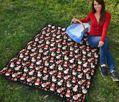 Holiday Snowman Pattern Print Quilt