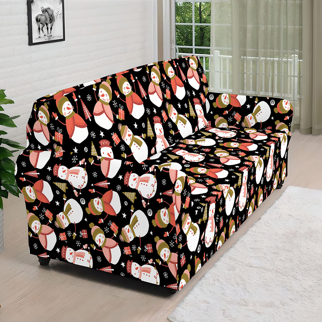 Holiday Snowman Pattern Print Sofa Cover