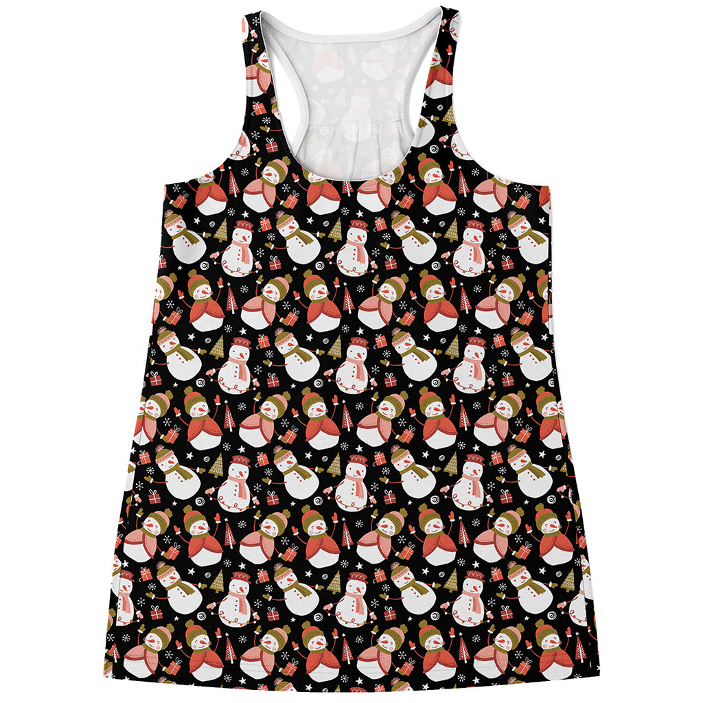Holiday Snowman Pattern Print Women's Racerback Tank Top