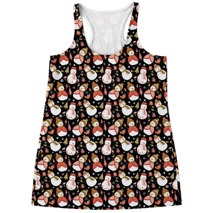 Holiday Snowman Pattern Print Women's Racerback Tank Top