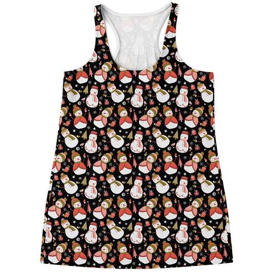 Holiday Snowman Pattern Print Women's Racerback Tank Top