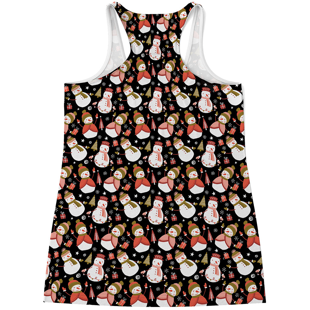 Holiday Snowman Pattern Print Women's Racerback Tank Top