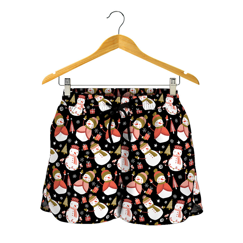 Holiday Snowman Pattern Print Women's Shorts