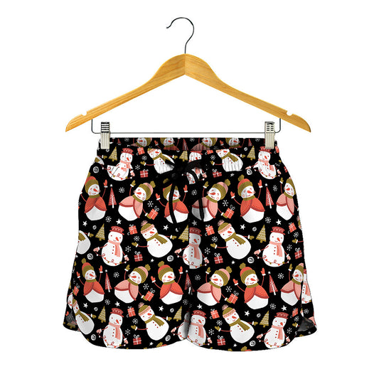 Holiday Snowman Pattern Print Women's Shorts