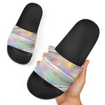 Holographic Art Print Black Slide Sandals