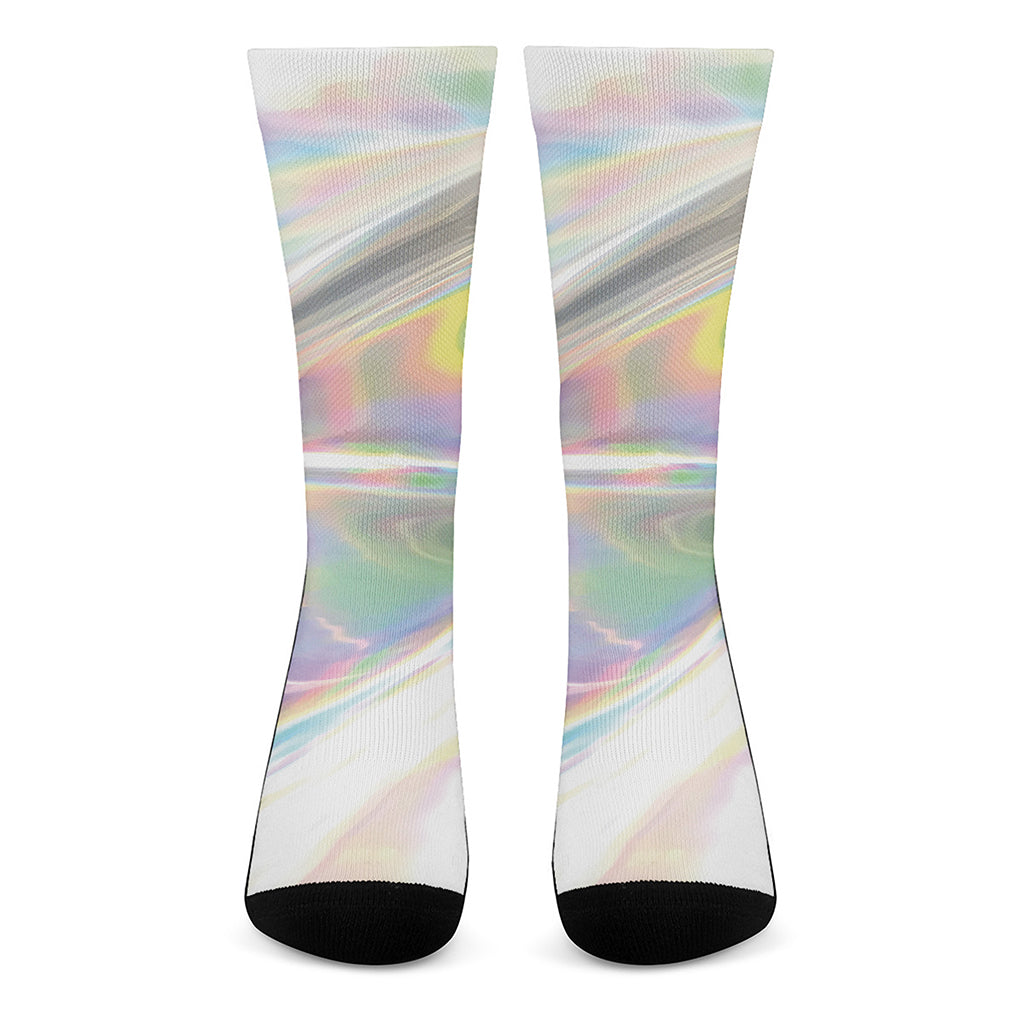 Holographic Art Print Crew Socks