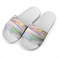 Holographic Art Print White Slide Sandals