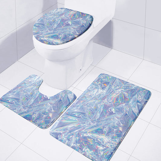 Holographic Artwork Print 3 Piece Bath Mat Set