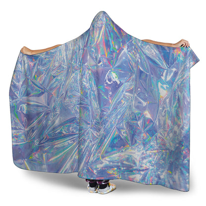 Holographic Artwork Print Hooded Blanket
