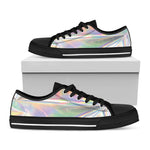 Holographic Foil Print Black Low Top Shoes